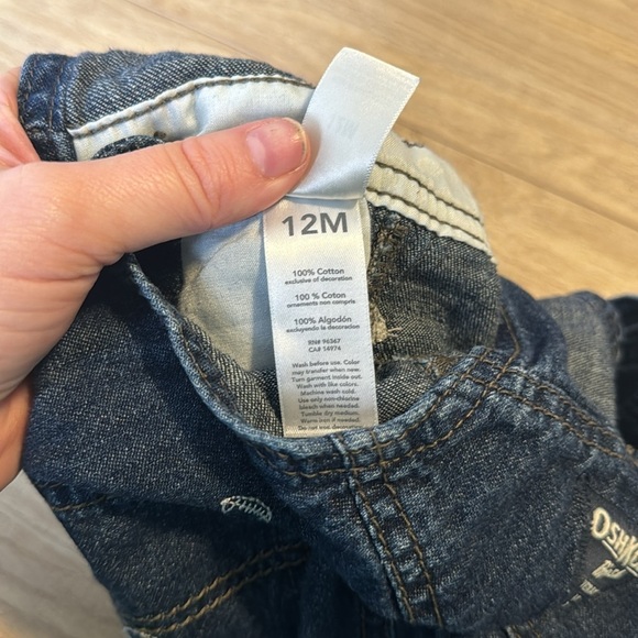 OshKosh B'gosh Blue Denim Overalls with Football Print 12 Months - Picture 6 of 6